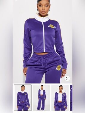 NBA Los Angeles Lakers Purple and White Zip-Up Varsity Jacket